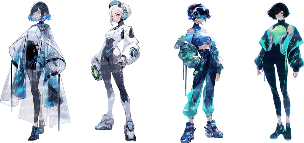 【立ち絵80点】サイバー/メカ|女性/差分あり(png)