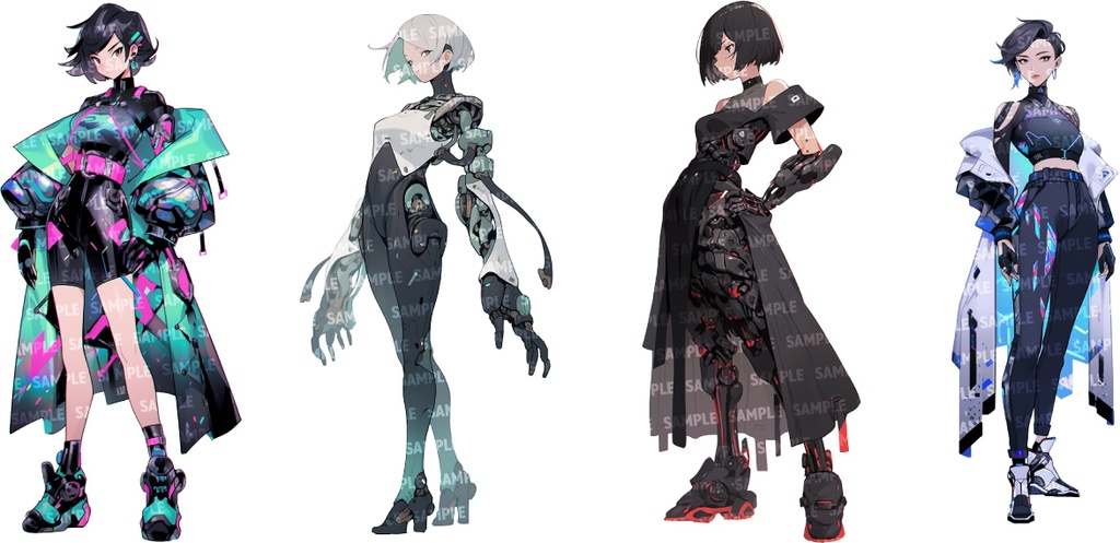 【立ち絵80点】サイバー/メカ|女性/差分あり(png)