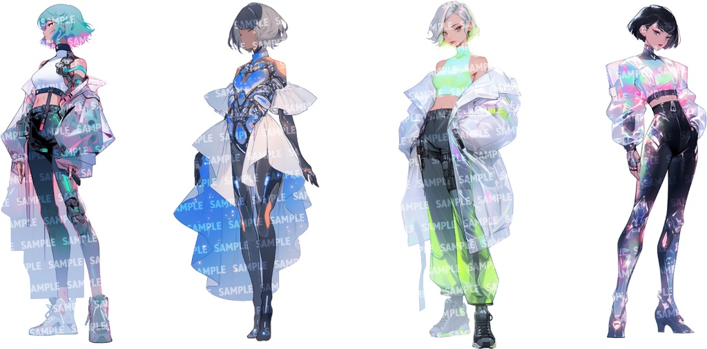 【立ち絵80点】サイバー/メカ|女性/差分あり(png)