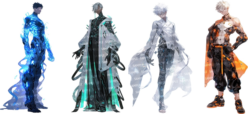 【立ち絵80点】サイバー/メカ|男性/差分あり(png)