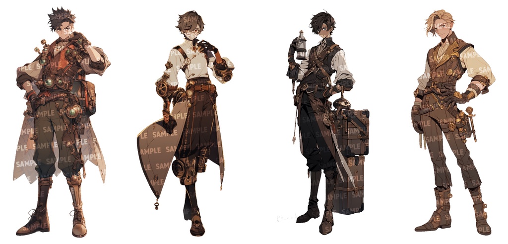 【立ち絵30点】スチームパンク|男性/差分あり(png)