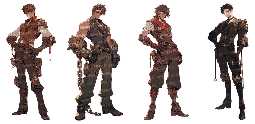 【立ち絵30点】スチームパンク|男性/差分あり(png)