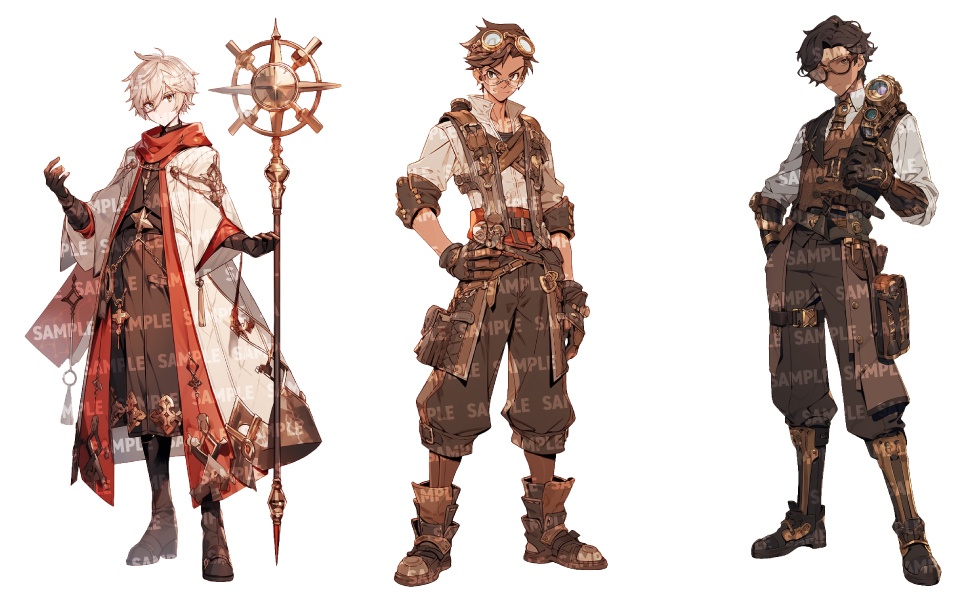 【立ち絵30点】スチームパンク|男性/差分あり(png)