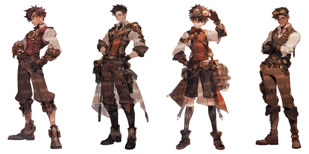 【立ち絵30点】スチームパンク|男性/差分あり(png)