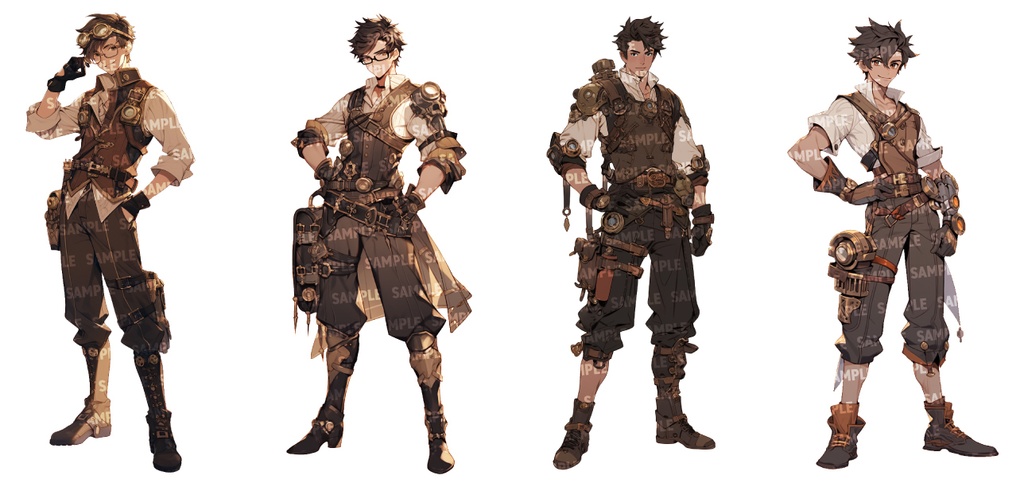 【立ち絵30点】スチームパンク|男性/差分あり(png)