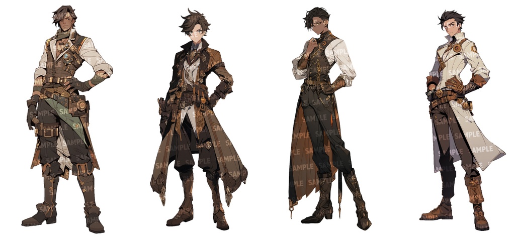 【立ち絵30点】スチームパンク|男性/差分あり(png)