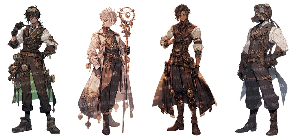 【立ち絵30点】スチームパンク|男性/差分あり(png)