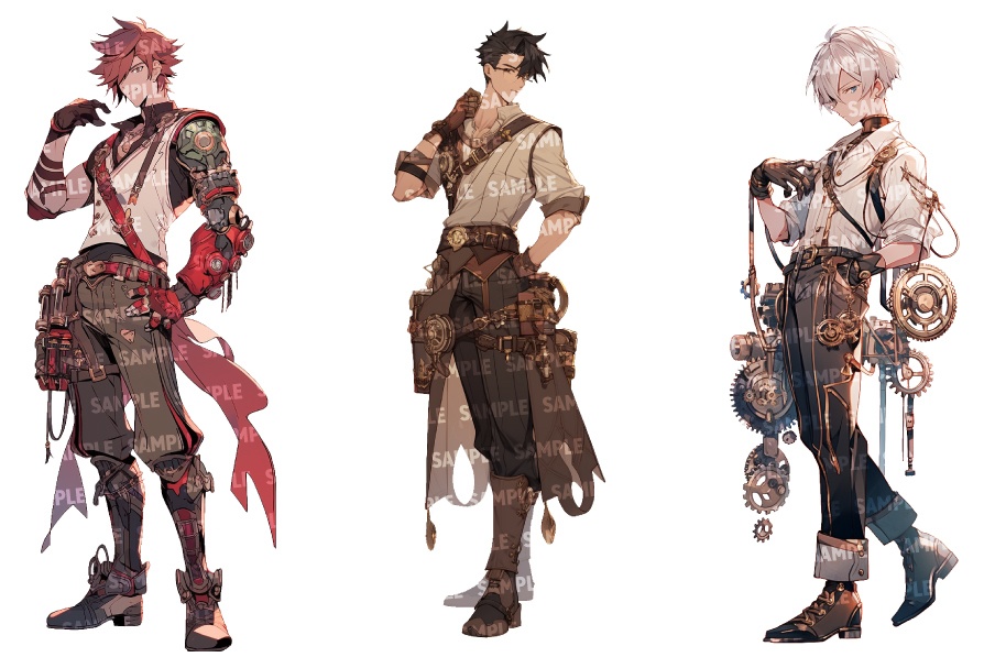 【立ち絵30点】スチームパンク|男性/差分あり(png)