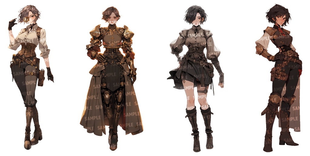 【立ち絵30点】スチームパンク|女性/差分あり(png)