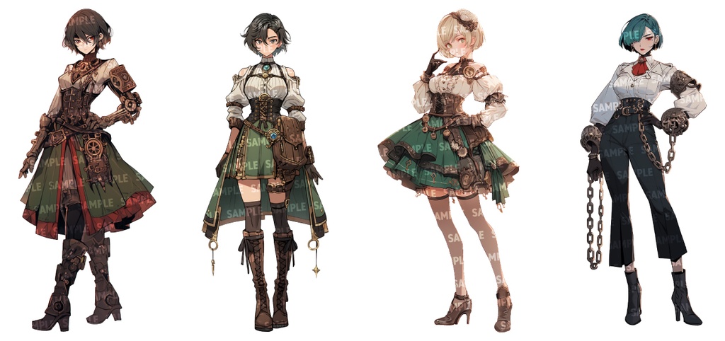 【立ち絵30点】スチームパンク|女性/差分あり(png)