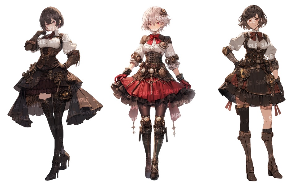 【立ち絵30点】スチームパンク|女性/差分あり(png)