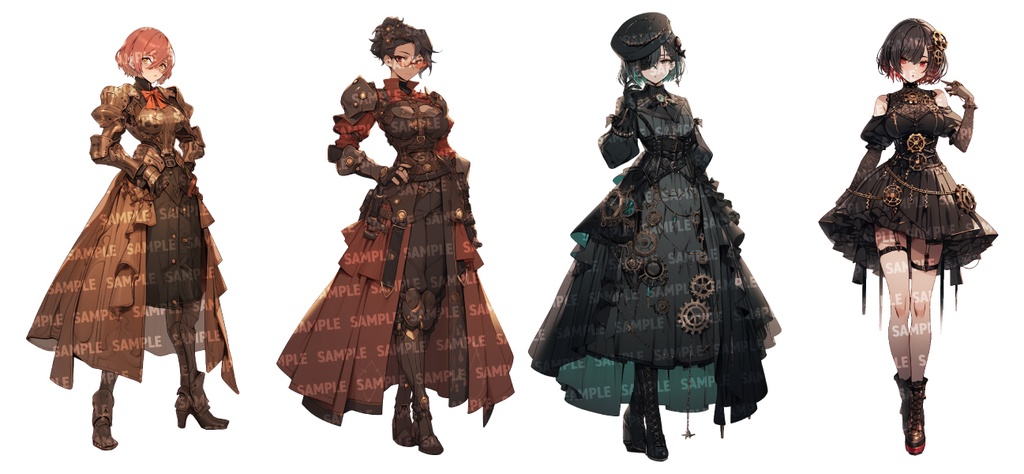 【立ち絵30点】スチームパンク|女性/差分あり(png)