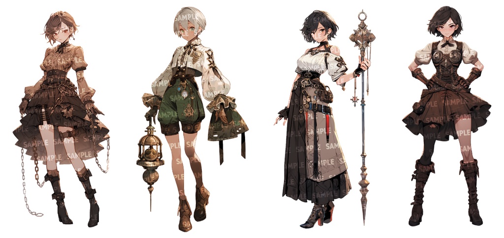 【立ち絵30点】スチームパンク|女性/差分あり(png)