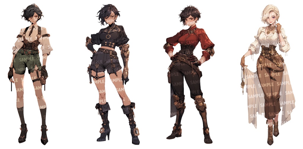 【立ち絵30点】スチームパンク|女性/差分あり(png)