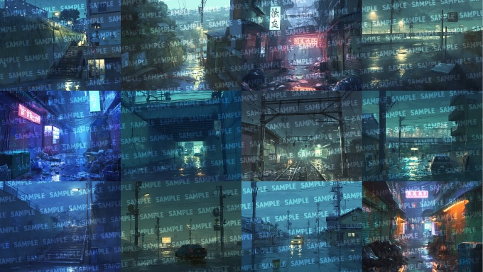 【背景60枚】雨の街(ゲーム/TRPG/CoC/ココフォリア)