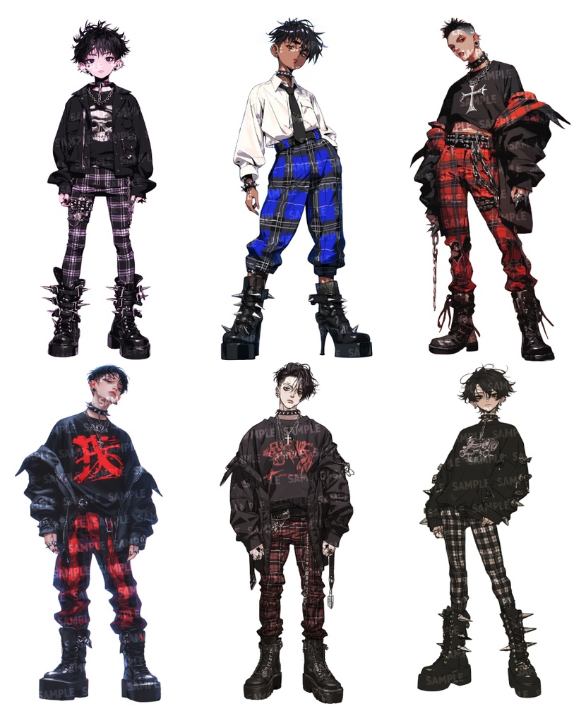 【立ち絵50点】パンクロック|男性/差分あり(png)