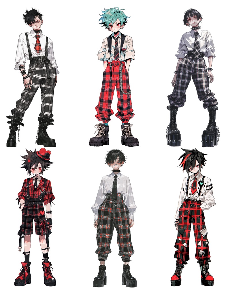 【立ち絵50点】パンクロック|男性/差分あり(png)