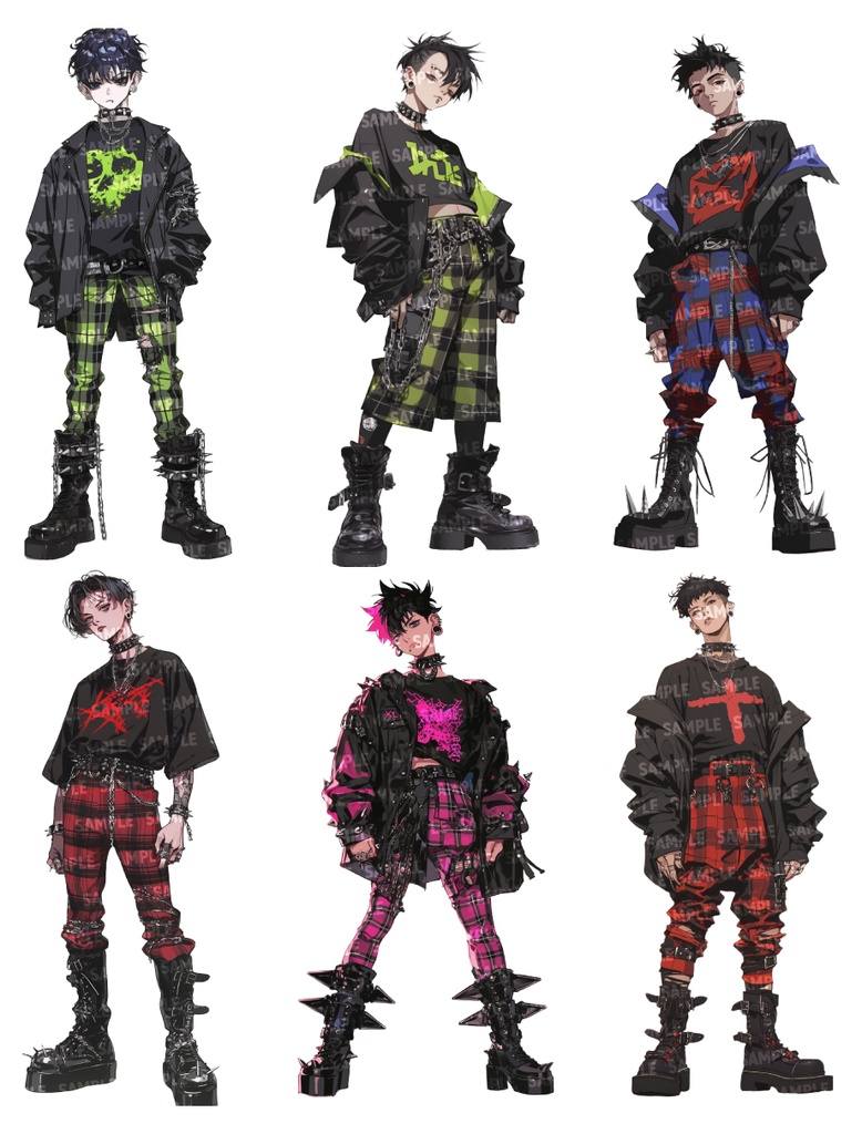 【立ち絵50点】パンクロック|男性/差分あり(png)