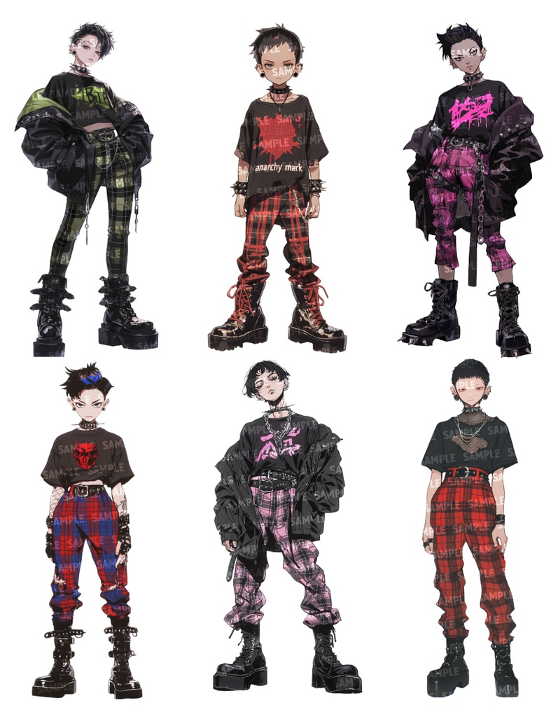 【立ち絵50点】パンクロック|男性/差分あり(png)