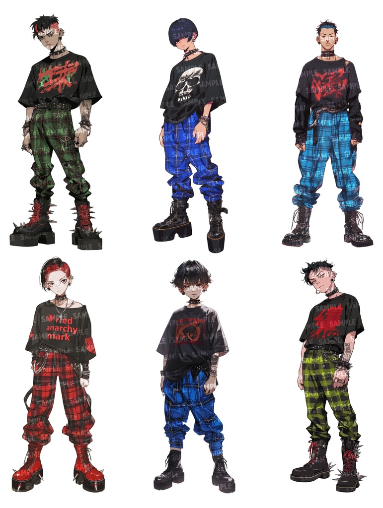 【立ち絵50点】パンクロック|男性/差分あり(png)