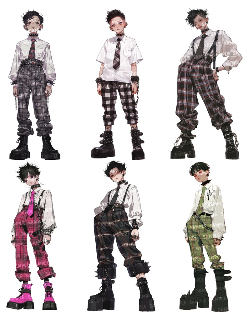 【立ち絵50点】パンクロック|男性/差分あり(png)