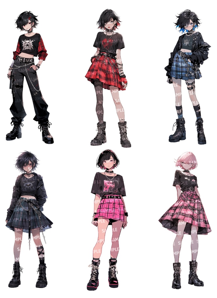 【立ち絵50点】パンクロック|女性/差分あり(png)