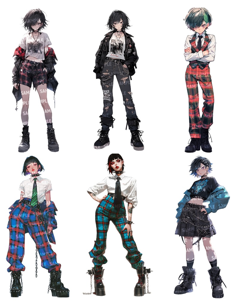 【立ち絵50点】パンクロック|女性/差分あり(png)