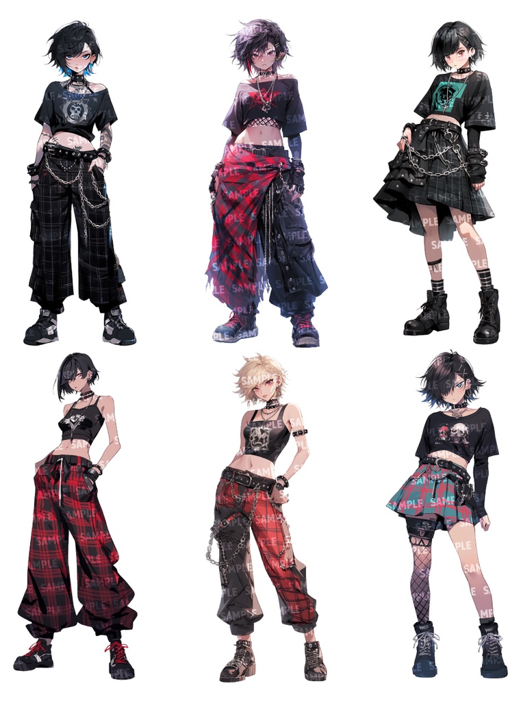 【立ち絵50点】パンクロック|女性/差分あり(png)