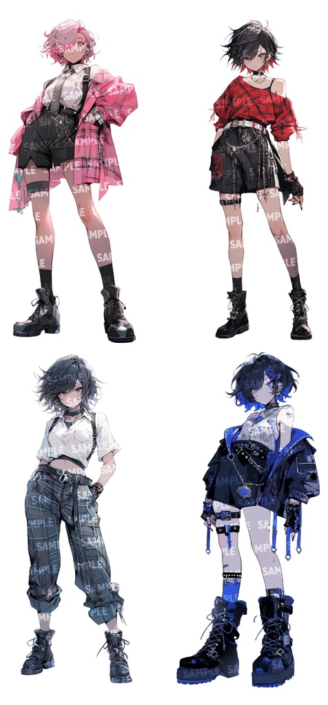 【立ち絵50点】パンクロック|女性/差分あり(png)