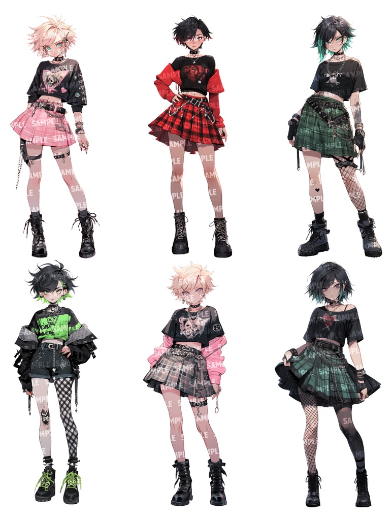 【立ち絵50点】パンクロック|女性/差分あり(png)