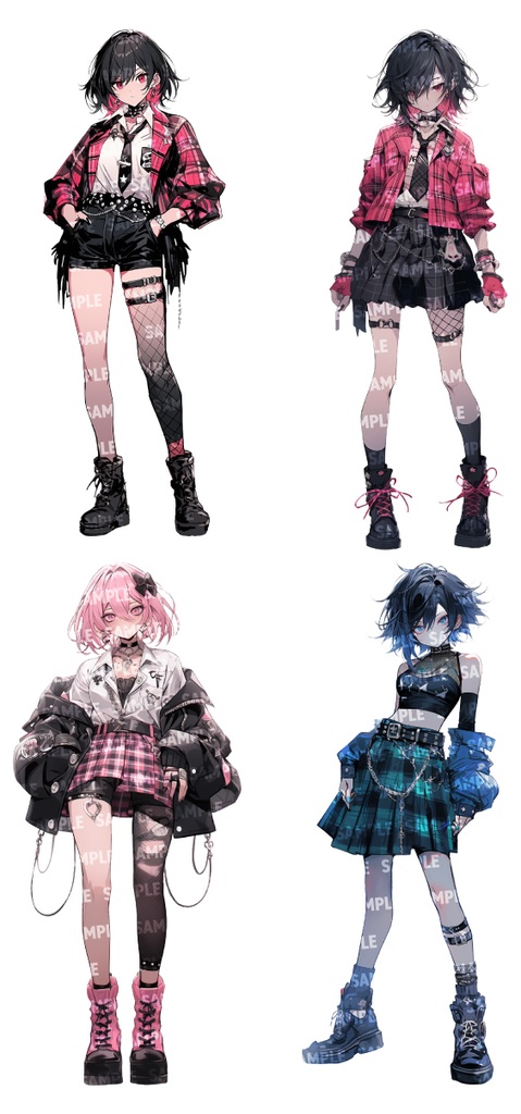 【立ち絵50点】パンクロック|女性/差分あり(png)