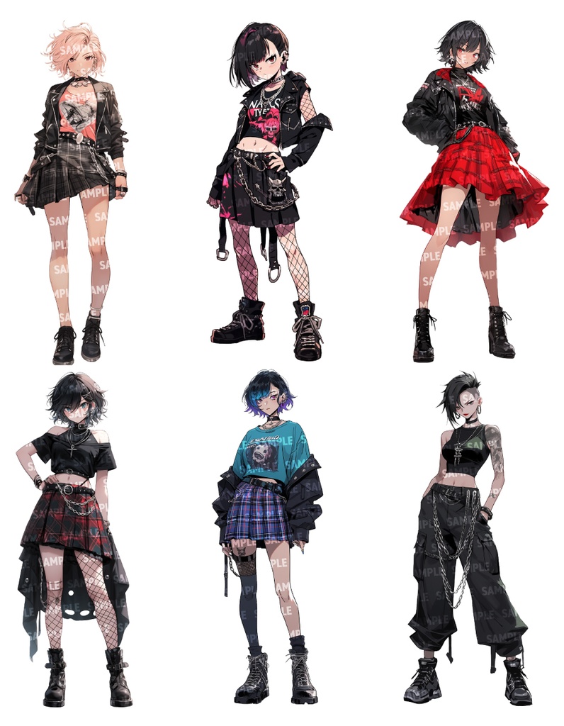 【立ち絵50点】パンクロック|女性/差分あり(png)