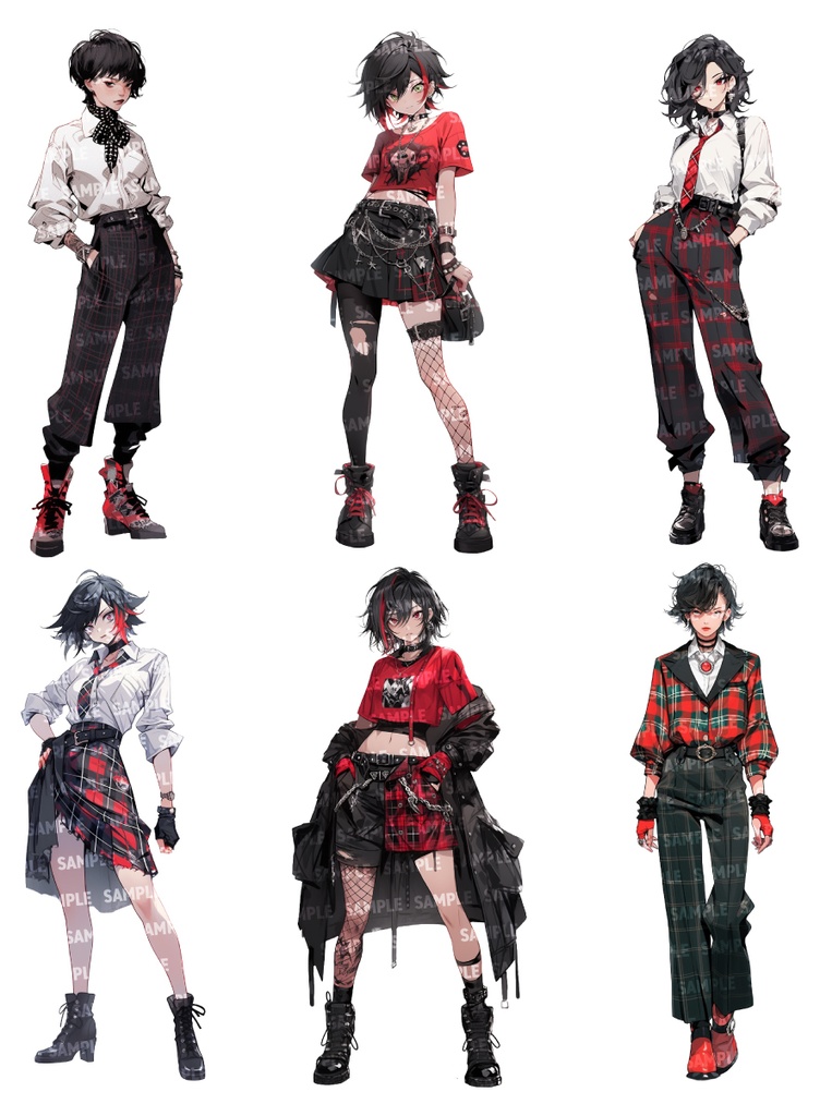 【立ち絵50点】パンクロック|女性/差分あり(png)