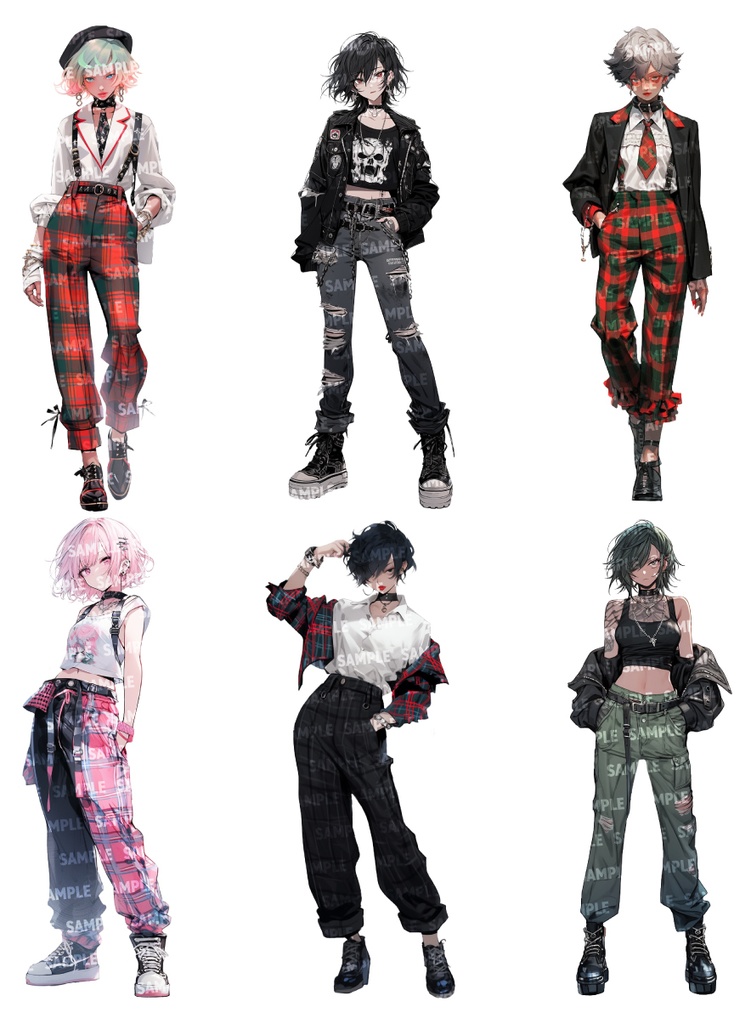 【立ち絵50点】パンクロック|女性/差分あり(png)