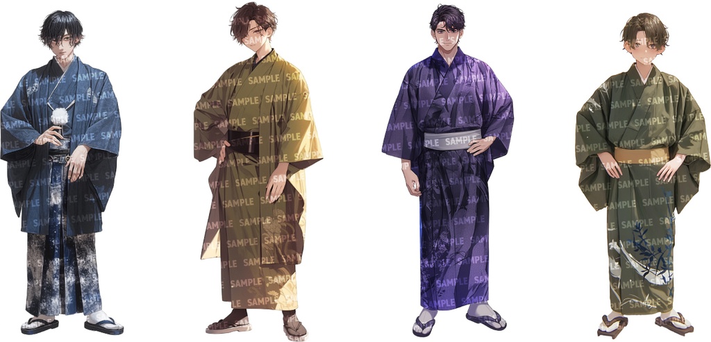 【立ち絵50点】和装|男性/差分あり(png)