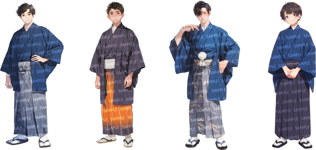 【立ち絵50点】和装|男性/差分あり(png)