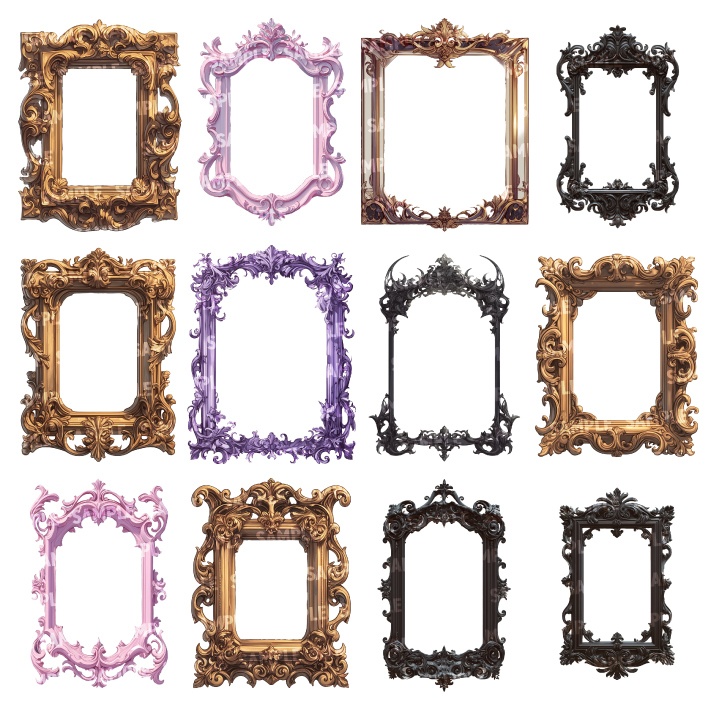 【透過素材100点】額縁|アンティーク風/2種(png)