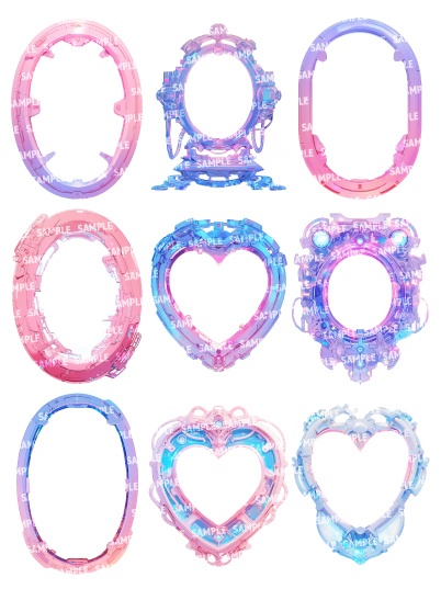 【透過素材120点】額縁|サイバー風/2種(png)