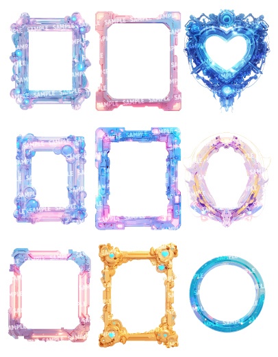 【透過素材120点】額縁|サイバー風/2種(png)