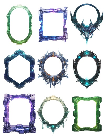 【透過素材120点】額縁|サイバー風/2種(png)