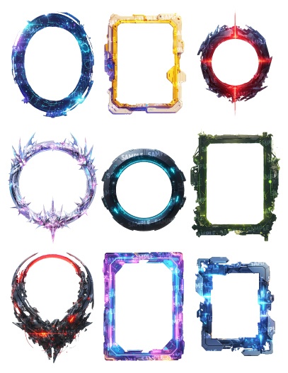 【透過素材120点】額縁|サイバー風/2種(png)