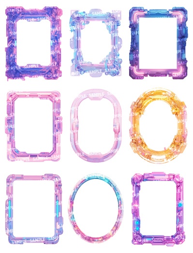 【透過素材120点】額縁|サイバー風/2種(png)