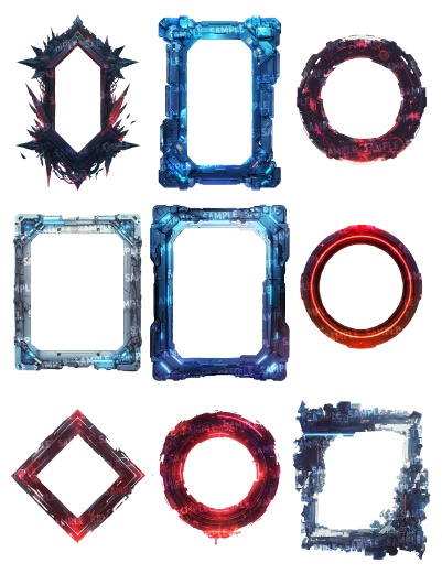 【透過素材120点】額縁|サイバー風/2種(png)