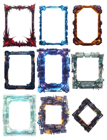 【透過素材120点】額縁|サイバー風/2種(png)