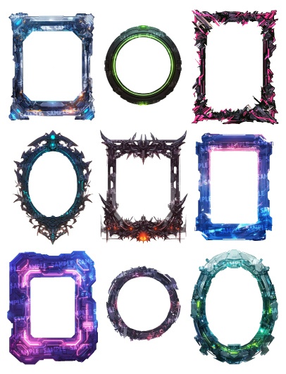 【透過素材120点】額縁|サイバー風/2種(png)
