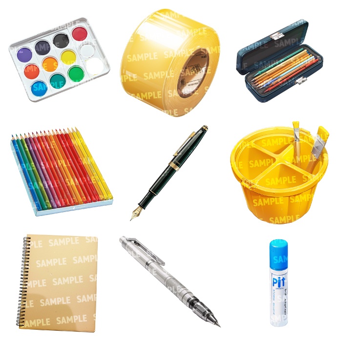 【透過素材40点】文房具(png)