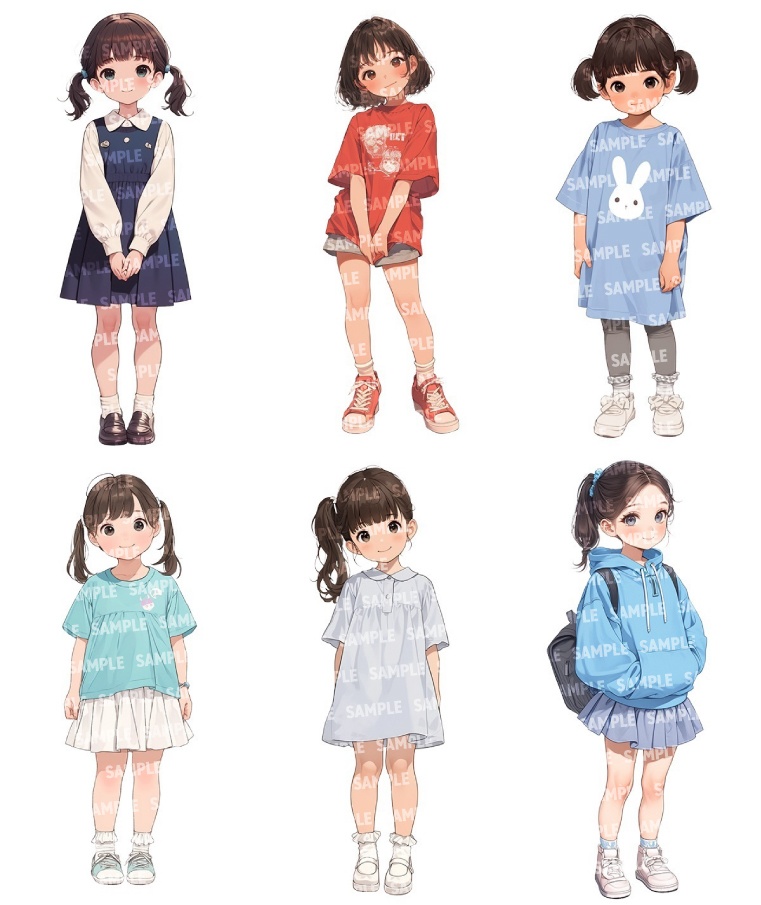 【立ち絵60点】子供|女の子/差分あり(png)
