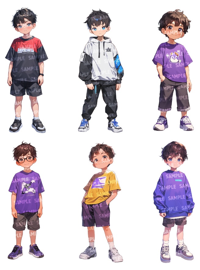 【立ち絵60点】子供|男の子/差分あり(png)