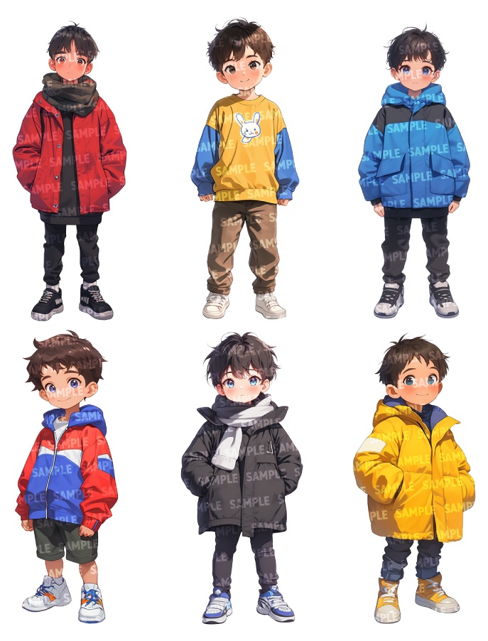 【立ち絵60点】子供|男の子/差分あり(png)