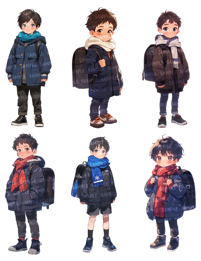 【立ち絵60点】子供|男の子/差分あり(png)